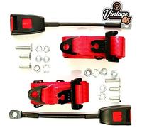 Sedile Anteriore Cintura Kit 3 Punto Fisso Rosso Coppia E Approvato Per Classico