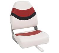 Sedile Barca Pieghevole con Schienale Alto 44x38x55 cm Bianco Rosso Nero | Alluminio, PU e PVC, schiuma alta compressione, pieghevole, cinghia fissaggio, max 100 kg, accessori montaggio