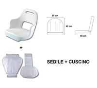 SEDILE BIANCO IN POLIETILENE + CUSCINO - NAUTICA BARCA GOMMONE