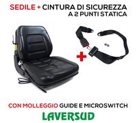Sedile con Molleggio + Cintura 2 Punti per Trattore,Cingolato,Carrello Elevatore
