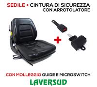 Sedile con Molleggio+Cintura Arrotolatore Trattore,Cingolato,Carrello Elevatore