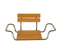 SEDILE CON SCHIENALE IN LEGNO E TELAIO IN ACCIAIO, PER VASCA DA BAGNO