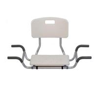 SEDILE CON SCHIENALE IN PLASTICA E TELAIO IN ALLUMINIO, PER VASCA DA BAGNO