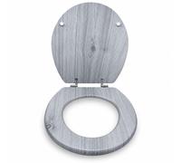 Sedile Copriwater Universale MDF Grigio Effetto Legno Con Cerniere 94103
