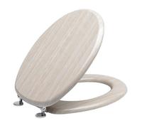 Sedile Copriwater Wc in legno MDF Ovale Universale Rovere Sbiancato mod. Ybo