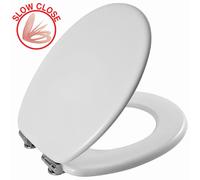 Sedile Copriwater Wc Universale legno MDF Bianco chiusura rallentata mod. Sito
