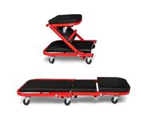 Sedile Creeper per Auto Rosso Pieghevole, Meccanico Pieghevole Carichi Pesanti con 6 Ruote Girevoli a 360°, Sgabello da Officina Durevole Attrezzo di Riparazione sotto l'Auto