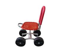 Sedile da Lavoro da Giardino con Ruote,Altezza Regolabile 22-36 Cm,Sgabello da Giardinaggio con Portata 150 kg,for Prato E Cortile All'aperto(Red,4 Wheels)