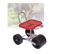Sedile da Lavoro da Giardino con Ruote, Portata 150 kg, Girevole A 360°,Altezza Regolabile 22-36 Cm,for Esterni,Prato E Giardino(Red,3 Wheels)