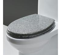 Sedile del bagno a secco, sedile del toilette glitter con cerniera ravvicinata lenta morbida, sedili del water ad addensamento muto copri con sedile scintillante e in resina si adatta sempre mai al