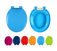 Sedile del bagno colorato rotondo sedile del bagno morbido con rilascio rapido facile pulito e silenzioso sedile, hardware a attacco rapido fisso superiore, Azure