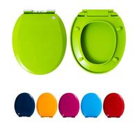 Sedile del bagno colorato rotondo sedile del bagno morbido vicino con rilascio rapido facile pulito e silenzioso sedile, hardware a attacco rapido fisso superiore, verde