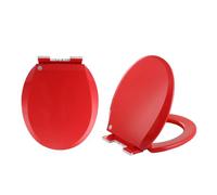Sedile del bagno colorato rotondo sedile del bagno morbido vicino con rilascio rapido facile sedile pulito e silenzioso, hardware a attacco rapido fisso superiore, rosso