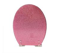 Sedile del bagno glitter in resina, 42x36 cm sedili rotondi chiusi con copertura, coperchio del toilette con chiusura silenziosa universale, cerniere di acciaio inossidabile facili da installare e