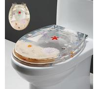 Sedile del bagno trasparente a resina trasparente Dryfal 14,2 "x 16,5" COPERCHIO DI WC e sedile rotondo sedile tosta