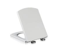 Sedile del gabinetto quadrato morbido chiuso pp sedili da toilette con facilità di rilascio rapido top carnelli metallici regolabili, facili da installare e pulire, bianco, 47x37 cm