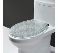 Sedile del toilette Dryfal, sedile del toilette glitter con cerniera chiusa lenta morbida, sedili del water ad addensamento muto copri con sedile scintillante e in resina che si adatta sempre mai al