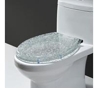 Sedile del toilette morbido vicino con rilascio rapido e cerniere in acciaio inossidabile regolabile a 360 °, fix top, facile da installare e pulire, coperchio e sedile a resina in oro in oro ovale,