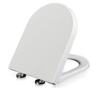Sedile del Water con Chiusura Ammortizzata Sedile WC a Forma di D, Bianco, Chiusura Ammortizzata, Cerniere Regolabili a 360°, sgancio rapido, Coperchio in PP Rimovibile