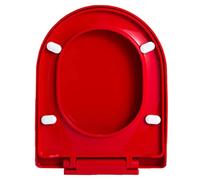 Sedile del Water con Chiusura Ammortizzata Sedile WC in PP a Forma di U con Cerniere Regolabili Antiscivolo a Chiusura lenta Multicolore(Red)