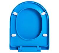 Sedile del Water con Chiusura Ammortizzata Sedile WC in PP a Forma di U con Cerniere Regolabili Antiscivolo a Chiusura lenta Multicolore(Blue)