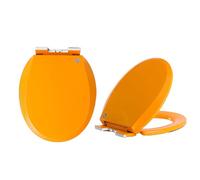 Sedile del Water con Chiusura Ammortizzata Sedile WC Rotondo con Cerniere a sgancio rapido e Chiusura Ammortizzata, Antiscivolo, Facile Installazione, Multicolore(Orange)
