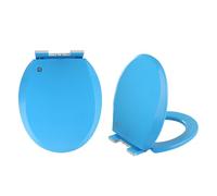 Sedile del Water con Chiusura Ammortizzata Sedile WC Rotondo con Cerniere a sgancio rapido e Chiusura Ammortizzata, Antiscivolo, Facile Installazione, Multicolore(Blue)