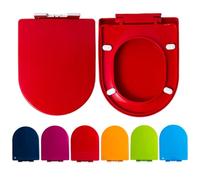 Sedile del Water con Chiusura Ammortizzata Sedile WC Soft Close D-Shape 44-47x36cm Cerniere Regolabili Sgancio rapido Multicolore(Red)
