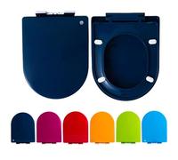 Sedile del Water con Chiusura Ammortizzata Sedile WC Soft Close D-Shape 44-47x36cm Cerniere Regolabili Sgancio rapido Multicolore(Sapphire Blue)