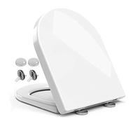 Sedile del water, Sedile WC allungato a forma di D con chiusura silenziosa e cerniera regolabile, coperchio robusto ad alta densità sgancio rapido, facile da installare pulire