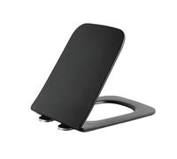 Sedile del water, Sedile WC con design frontale quadrato, chiusura ammortizzata, cerniera a sgancio rapido, fissaggio superiore, coperchio rettangolare in Uf, sedile nero, 350 * 450 mm