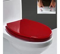 Sedile del water, Sedile WC con glitter, chiusura ammortizzata, sgancio rapido e cerniere regolabili a 360°, fissaggio superiore o inferiore, ovale, arancione(Red)