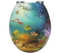 Sedile del water, Sedile WC con glitter, sedile fissaggio standard, in resina scintillanti, cerniera a sgancio rapido/D(Natural)