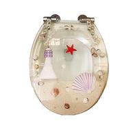 Sedile del water, Sedile WC glitterato con chiusura ammortizzata, fissaggio superiore, sedile in resina glitter scintillanti, cerniera a sgancio rapido/D(Clear)