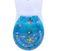 Sedile del WC con Chiusura lenta, Non Si allenta mai e fornisce Il Sedile del WC Facilmente Rimovibile, Adatto per Hotel, Appartamenti, uffici, Decorazione 3D con Stella Marina Gialla Blu Oceano
