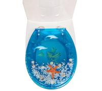 Sedile del WC con Chiusura lenta, Non Si allenta mai e fornisce Il Sedile del WC Facilmente Rimovibile, Adatto per Hotel, Appartamenti, uffici, Decorazione 3D con Stella Marina Gialla Blu Oceano