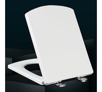 Sedile del WC Sedile del WC in plastica Sedile del WC Quadrato con Chiusura rallentata Sedili del WC Bianchi con Fissaggio Superiore Coperchio del WC Bianco con Coperchio di Copertura, con cernie