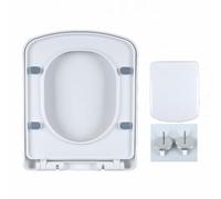 Sedile del WC, sedile WC a forma di D quadrato Top-Fix sgancio rapido facile da pulire, cerniere regolabili, bianco, C(A)