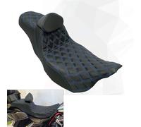 Sedile in pelle Compatible With conducente e passeggero con schienale compatibile con Harle Touring Street Glide Road King FLHR 2009-2023(Blue line Seat)