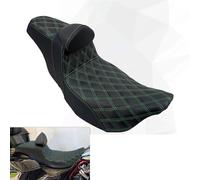 Sedile in pelle Compatible With conducente e passeggero con schienale compatibile con Harle Touring Street Glide Road King FLHR 2009-2023(Green line Seat)