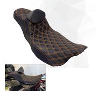 Sedile in pelle Compatible With conducente e passeggero con schienale compatibile con Harle Touring Street Glide Road King FLHR 2009-2023(Orange line Seat)