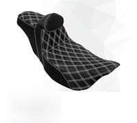 Sedile in pelle Compatible With conducente e passeggero con schienale compatibile con Harle Touring Street Glide Road King FLHR 2009-2023(White line Seat)