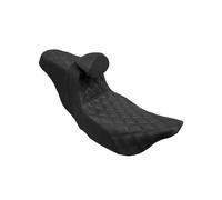 Sedile in pelle Compatible With conducente e passeggero con schienale compatibile con Harle Touring Street Glide Road King FLHR 2009-2023(Black line Seat)