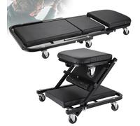 Sedile meccanico Creeper, pieghevole da 91 cm, sgabello da garage imbottito con 6 ruote girevoli a 360°, resistente, 150 kg, per riparazioni sotto auto