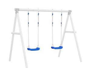 Sedile per altalena con corde, 2 pezzi, blu, 38 x 16 cm, in polietilene, resistente alle intemperie, per torre da gioco, struttura da arrampicata, giardino, per bambini dai 3 anni in su, portata fino