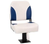 Sedile per barca con piedistallo girevole a 360°, blu, bianco, grigio, materiale PU e PVC, 41 x 36 x 48 cm, portata fino a 100 kg, per barca a vela, jolle, yacht catamarano, tempo libero e sport