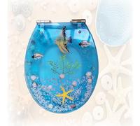 Sedile per WC - Installazione Semplice e sgancio rapido Rimovibile per la Pulizia - Design della Cerniera Stabile per Evitare spostamenti - Chiusura Morbida - Effetto Decorativo 3D con Stelle Mar