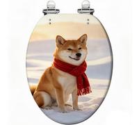 Sedile per WC Shiba Inu A3, per uso standard in bagno | Adatto a tutti i WC standard, formato A3, grazioso motivo Shiba Inu, facile da installare, ideale per il bagno di casa.