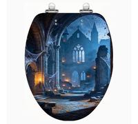 Sedile per WC Stone Abbey Ruins, sedile per WC di dimensioni standard per | Sedile WC decorativo Stone Abbey Ruins progettato per bagni di dimensioni standard, che dona uno stile a tema alla tua vita