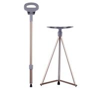 Sedile pieghevole per bastone, sedia per stampella regolabile in altezza con luce LED, sedile per bastone da passeggio in lega di alluminio antiscivolo, per anziani, disabili all'aperto, in attesa, in